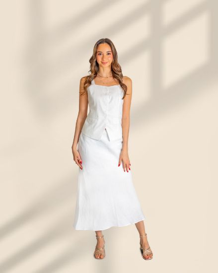 Imagen de Pollera Lino Blanco