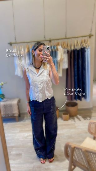 Imagen de Pantalón Ofelia Lino Negro