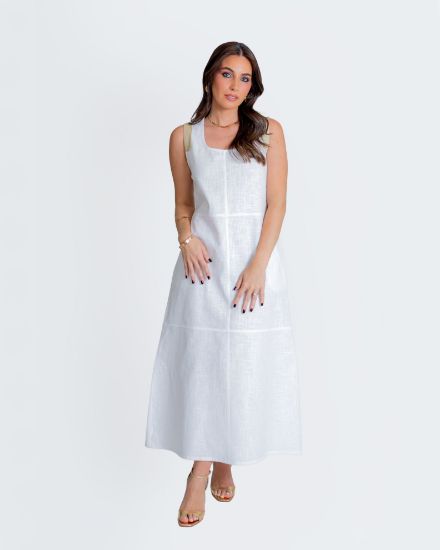 Imagen de Vestido Nicole Lino Blanco