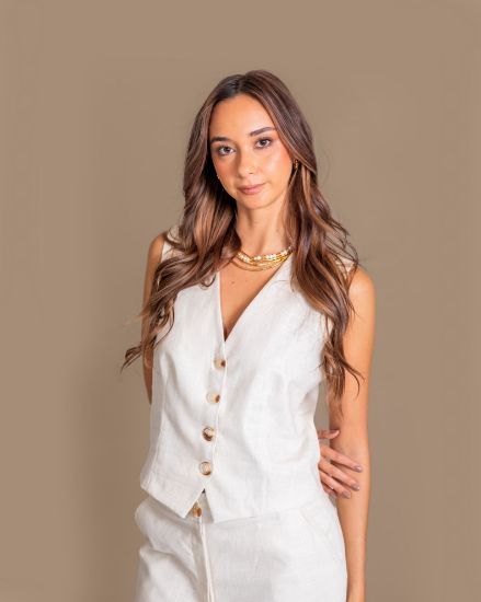 Imagen de Chaleco Ofelia Lino Beige