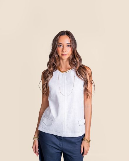 Imagen de Blusa Xime Lino Blanco