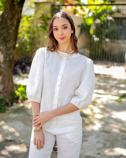 Imagen de Camisa Milena Lino Blanco